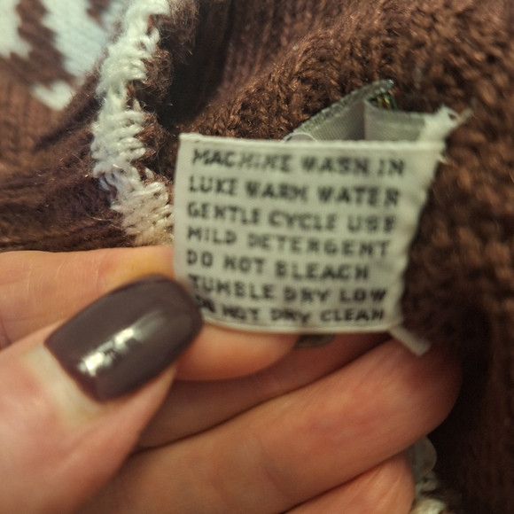 Vintage McGregor Pullover Sweater Fair Isle Ski Patch Large Navy White Mauve 90s - Picture 12 of 12